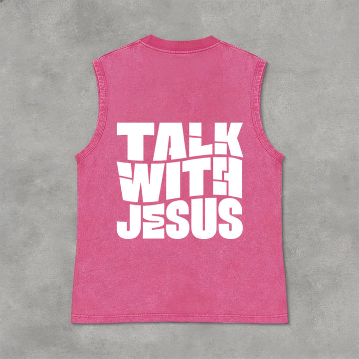 Christianartworkshop Talk With Jesus Block Letter Unisex Washed Tank Top: A Symbol of Daily Devotion - image 9