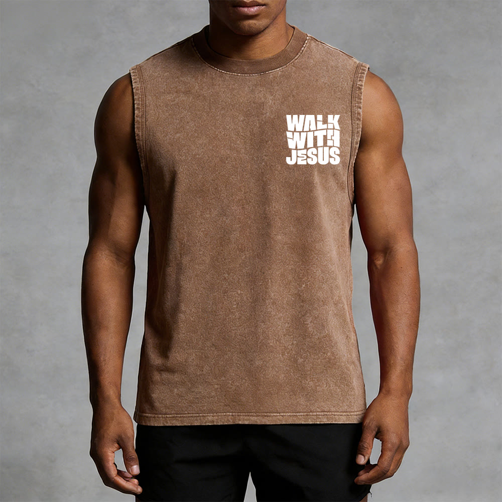 Christianartworkshop Talk With Jesus Block Letter Unisex Washed Tank Top: A Symbol of Daily Devotion - image 24