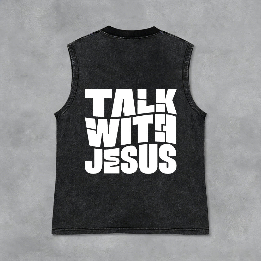 Christianartworkshop Talk With Jesus Block Letter Unisex Washed Tank Top: A Symbol of Daily Devotion - image 30