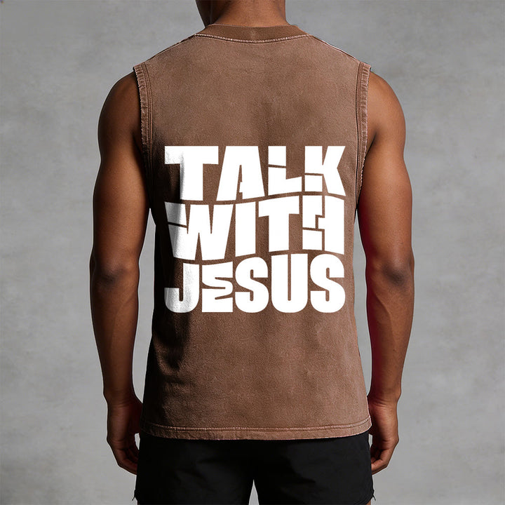 Christianartworkshop Talk With Jesus Block Letter Unisex Washed Tank Top: A Symbol of Daily Devotion - image 25
