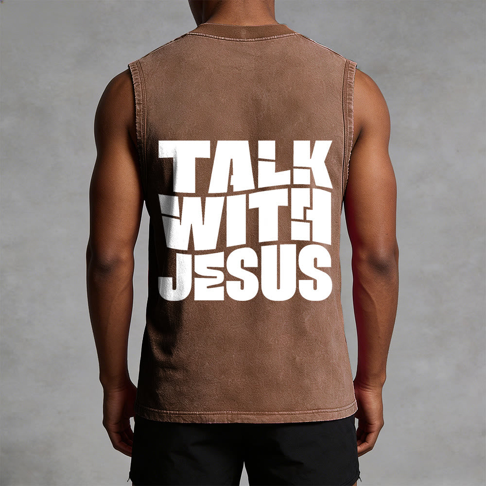 Christianartworkshop Talk With Jesus Block Letter Unisex Washed Tank Top: A Symbol of Daily Devotion - image 25