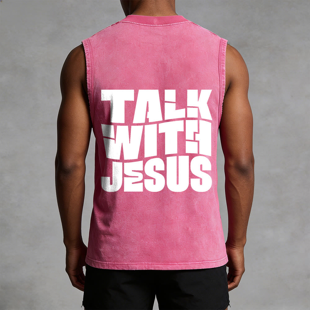 Christianartworkshop Talk With Jesus Block Letter Unisex Washed Tank Top: A Symbol of Daily Devotion - image 11
