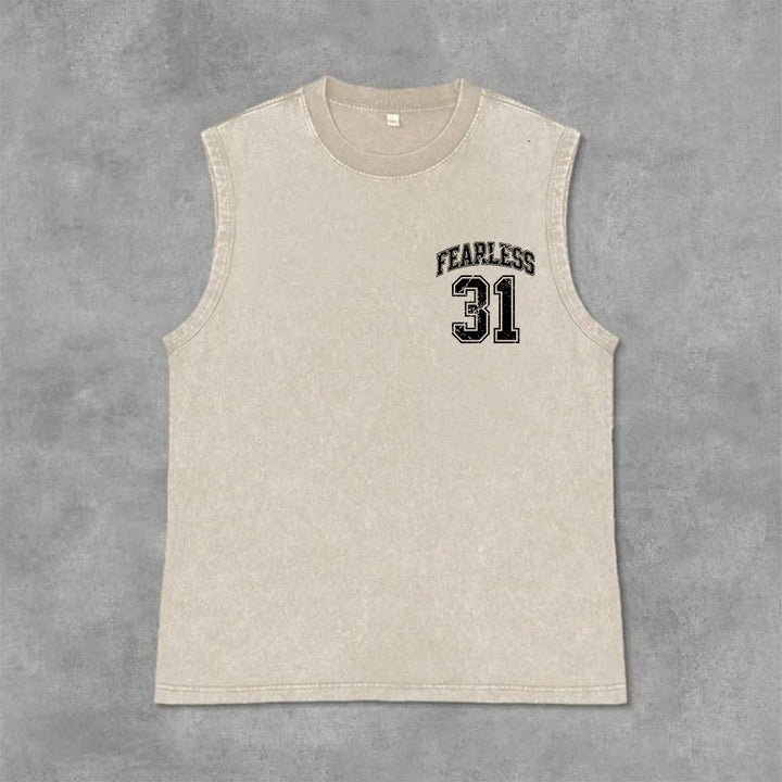 Christianartworkshop Proverbs 31: Fearless Varsity Unisex Washed Tank Top - image 29