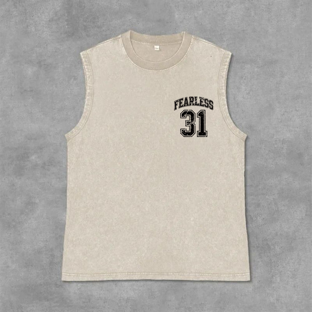 Christianartworkshop Proverbs 31: Fearless Varsity Unisex Washed Tank Top - image 29