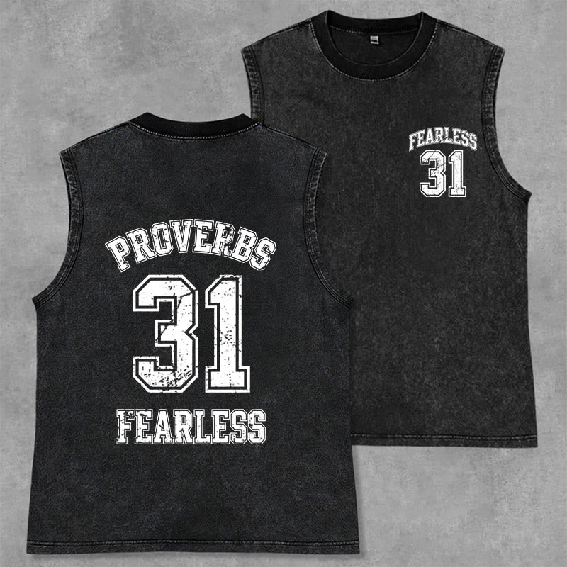 Christianartworkshop Proverbs 31: Fearless Varsity Unisex Washed Tank Top - Black - 2XL - image 21