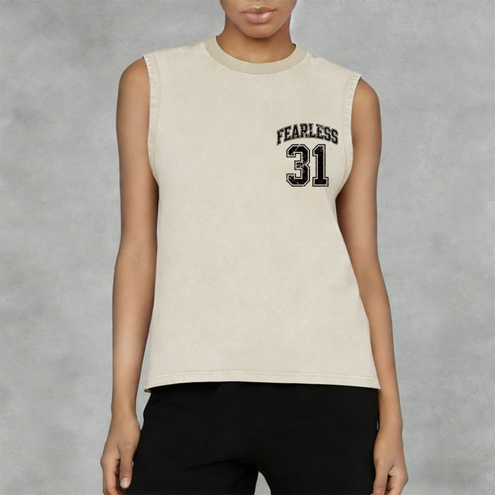 Christianartworkshop Proverbs 31: Fearless Varsity Unisex Washed Tank Top - image 33