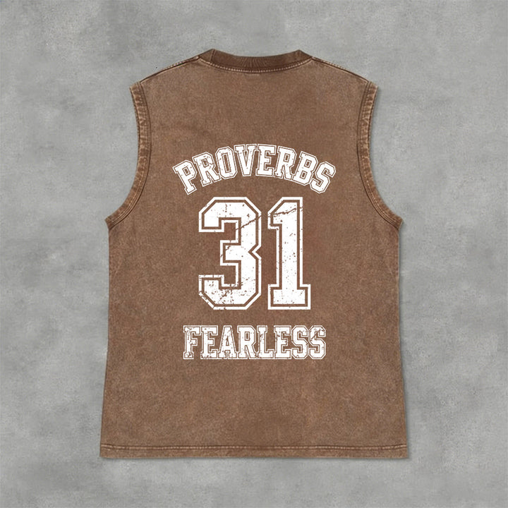 Christianartworkshop Proverbs 31: Fearless Varsity Unisex Washed Tank Top - image 16