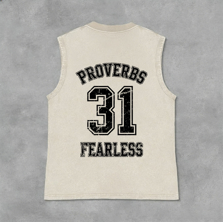 Christianartworkshop Proverbs 31: Fearless Varsity Unisex Washed Tank Top - image 30