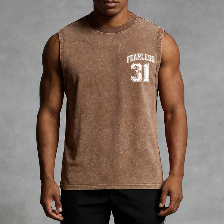 Christianartworkshop Proverbs 31: Fearless Varsity Unisex Washed Tank Top - image 17