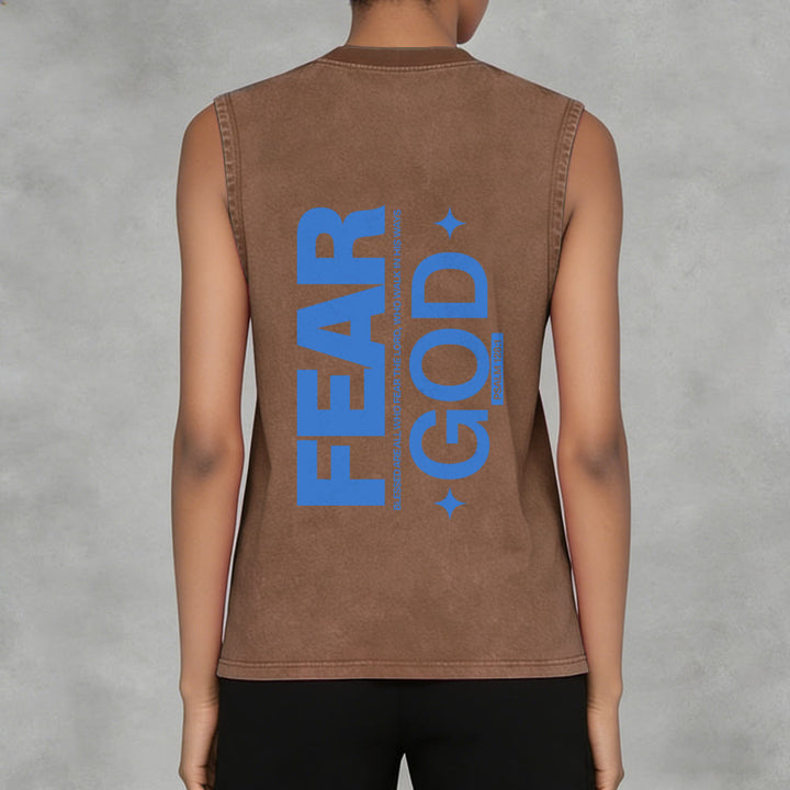 Christianartworkshop Fear God Psalm 128:1 Unisex Washed Tank Top - image 11