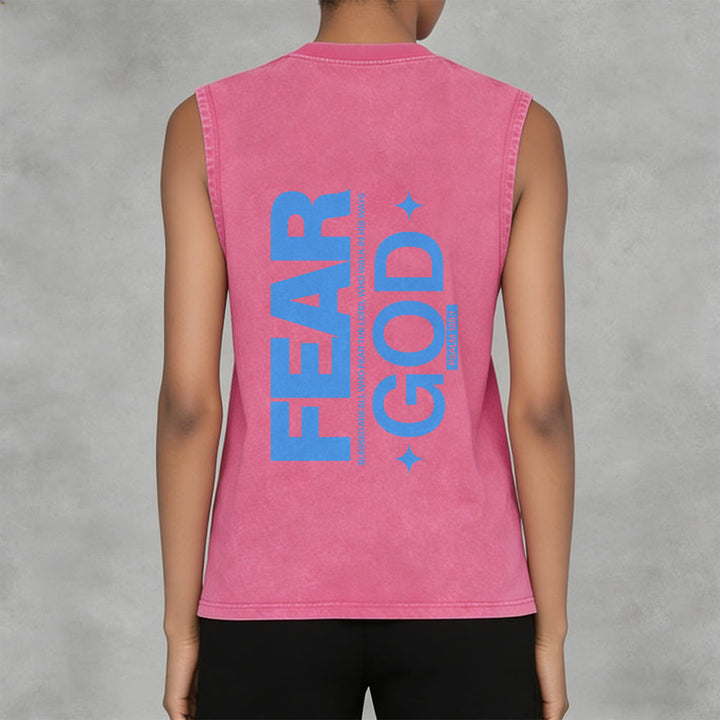 Christianartworkshop Fear God Psalm 128:1 Unisex Washed Tank Top - image 5