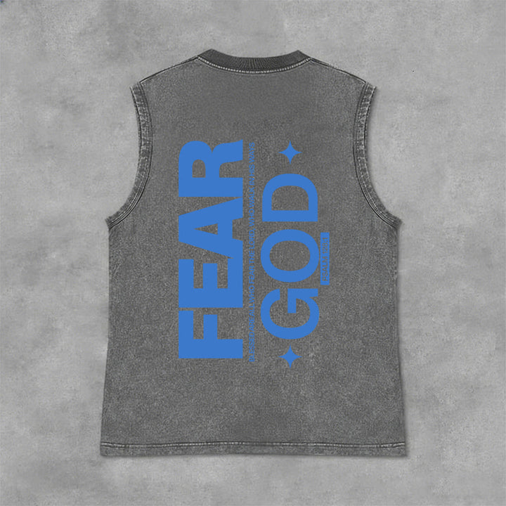 Christianartworkshop Fear God Psalm 128:1 Unisex Washed Tank Top - Grey - 2XL - image 6