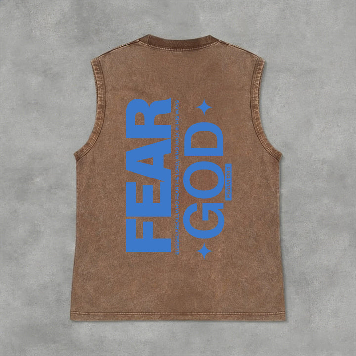 Christianartworkshop Fear God Psalm 128:1 Unisex Washed Tank Top - Brown - 2XL - image 9