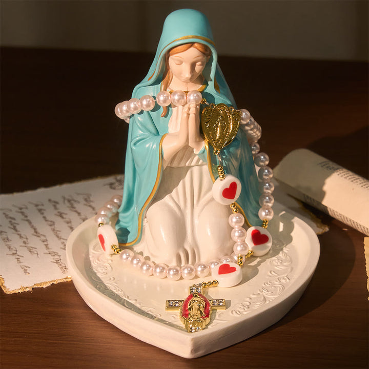 Christianartworkshop Love & Faith Pink Rosary with Graceful Our Lady Center & Cross - image 5