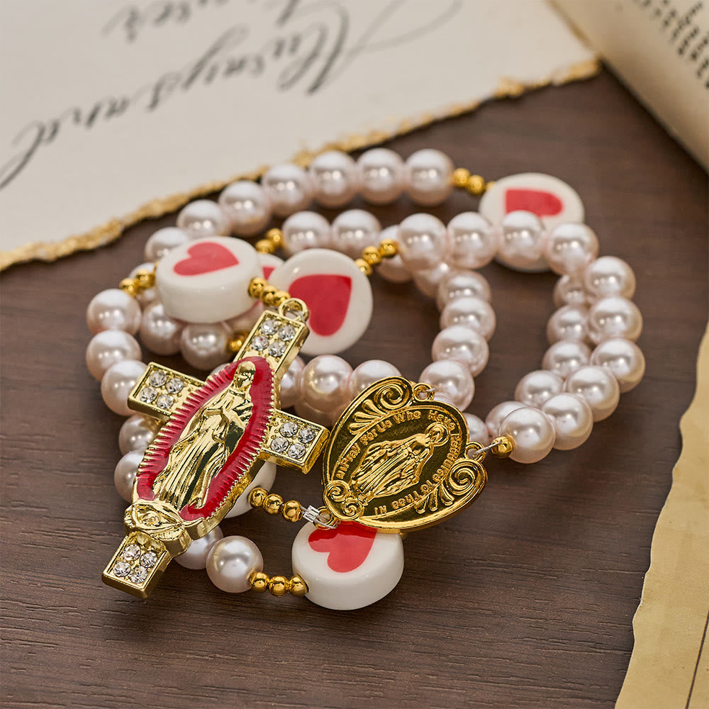 Christianartworkshop Love & Faith Pink Rosary with Graceful Our Lady Center & Cross - image 6