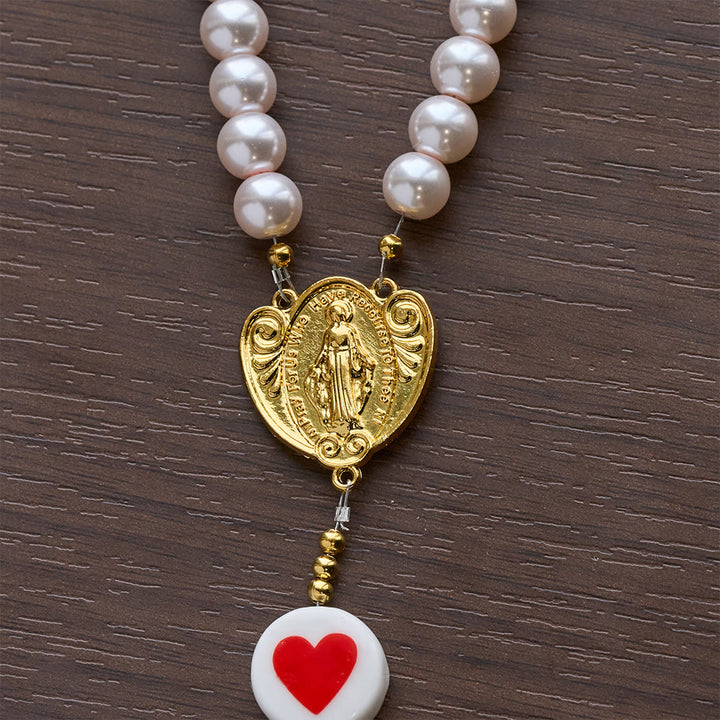 Christianartworkshop Love & Faith Pink Rosary with Graceful Our Lady Center & Cross - image 8