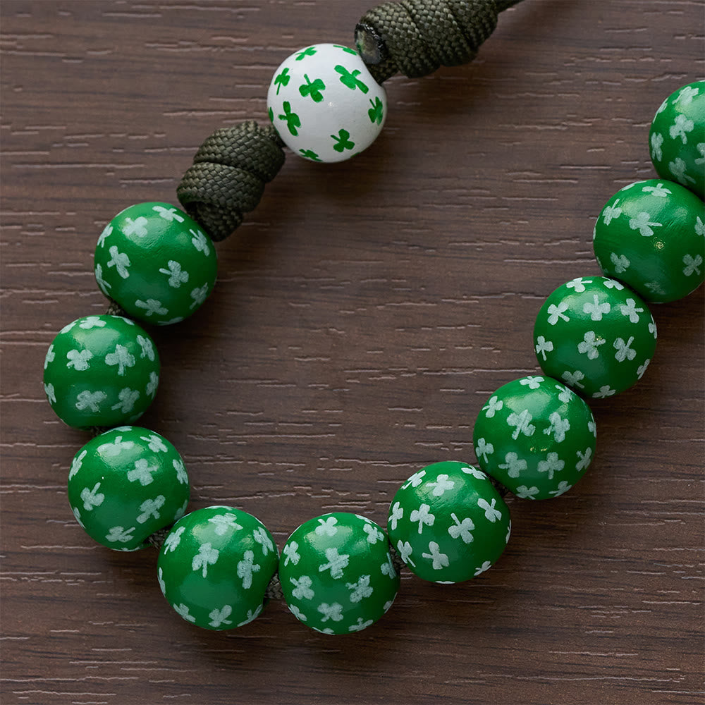 Christianartworkshop Irish Blessing Lucky Faith Pocket Rosary  with Eternal Knot Green White Wood Beads - image 12