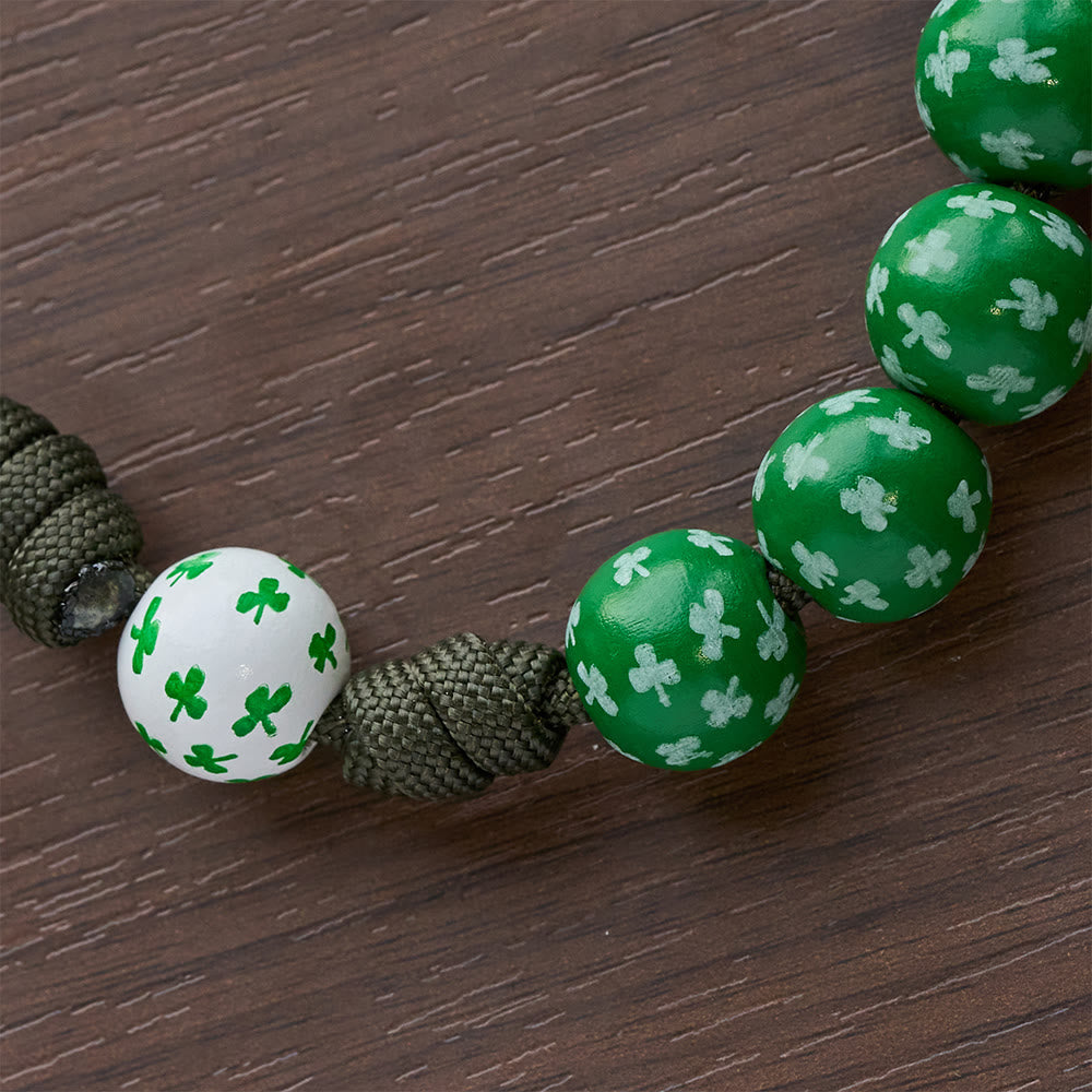 Christianartworkshop Irish Blessing Lucky Faith Pocket Rosary  with Eternal Knot Green White Wood Beads - image 13