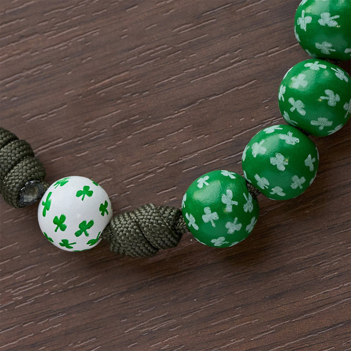 Christianartworkshop Irish Blessing Lucky Faith Pocket Rosary  with Eternal Knot Green White Wood Beads - image 13