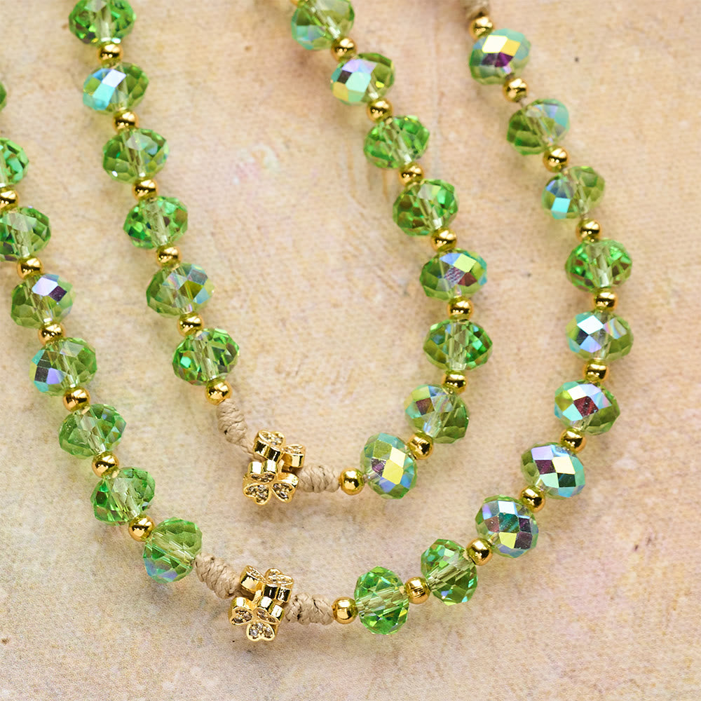 Christianartworkshop Lucky Clover & Sacred Heart Rosary with Green Iridescent Beads & Sacred Heart Medal - image 6