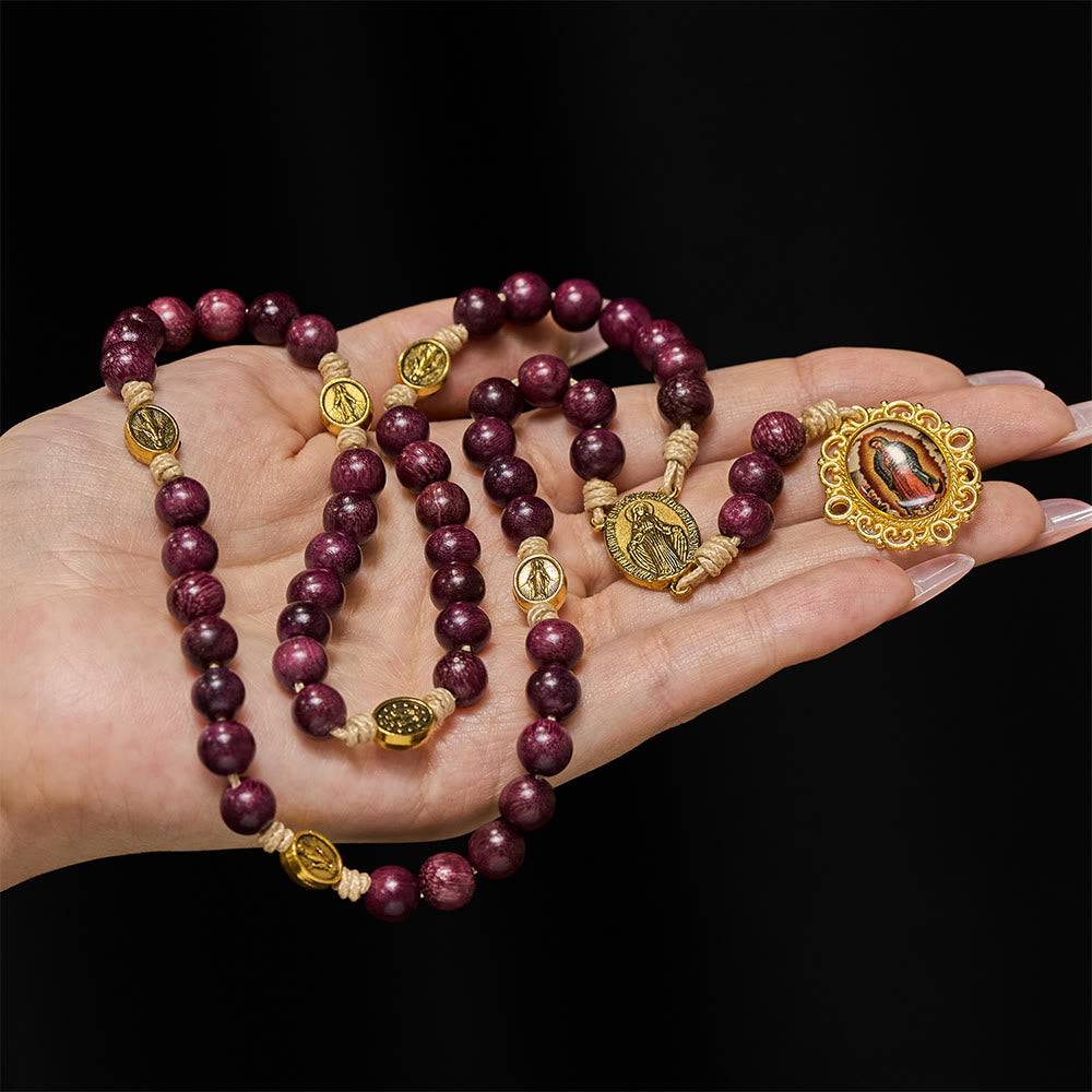 FREE Today: Purpleheart Wood Our Lady of Sorrows Rosary with Vintage Medal - image 1