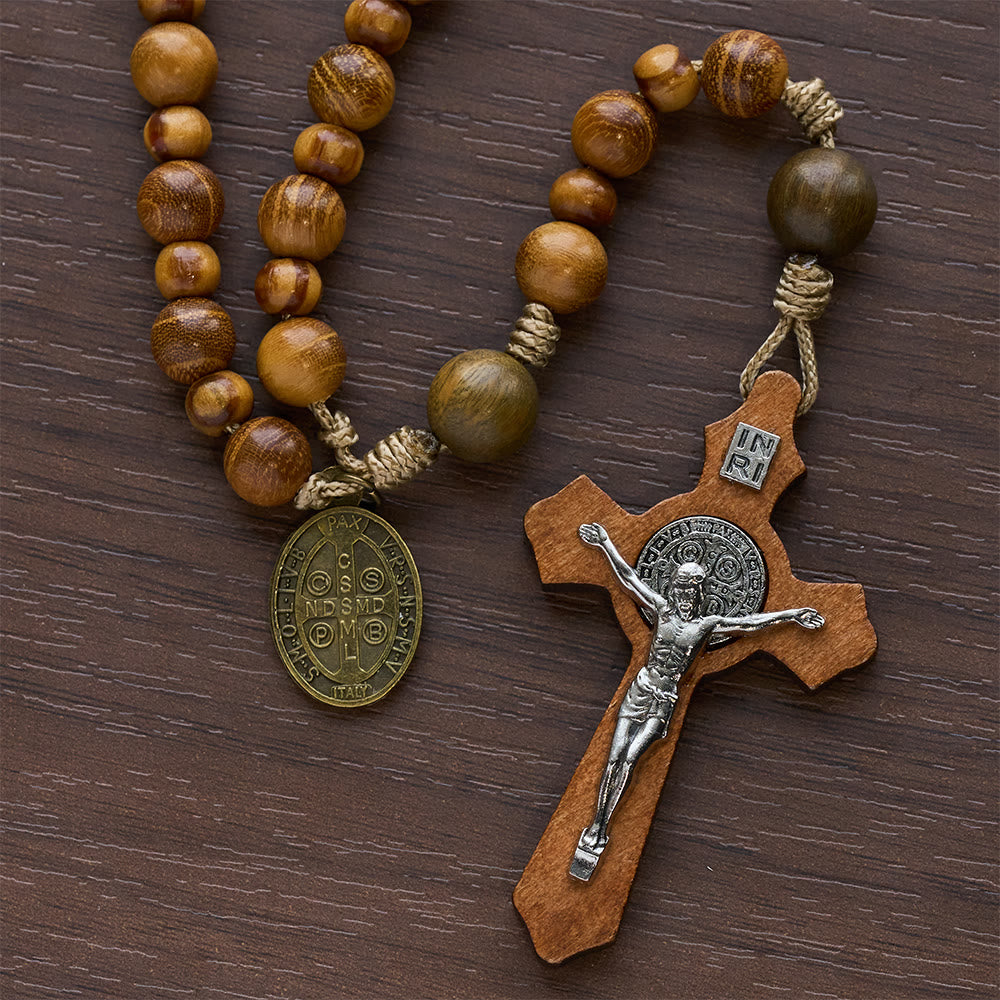 Heritage Natural Wood Rosary – Yellow & Green Sandalwood with Pine