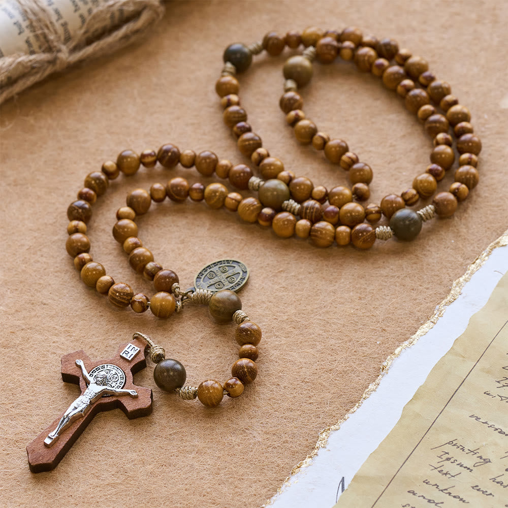 FREE Today: Heritage Natural Wood Traditional Rosary: Mixed Yellow Sandalwood, Green Sandalwood & Pine - Sandalwood & Green Sandalwood & Pine - image 0