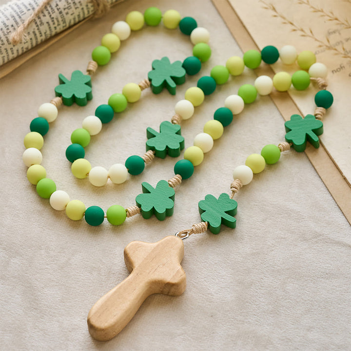 Christianartworkshop Children's St. Patrick Rosary: Gradient Beads with Wooden Clover and Cross - image 2