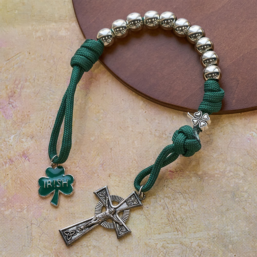 Christianartworkshop Irish Blessing Paracord Pocket Rosary with Celtic Crucifix - Irish Blessing Paracord Rosary - image 0