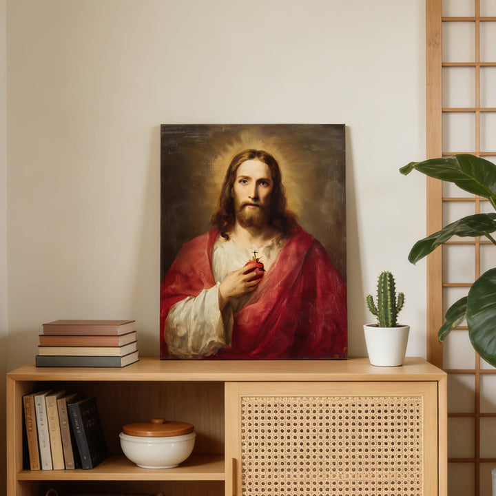Christianartworkshop Sacred Heart of Jesus Wall Art Print: A Symbol of Divine Love and Redemption - Framed Canvas Painting - 13.77"*19.58"*0.7"/35*50*1.8cm - image 0