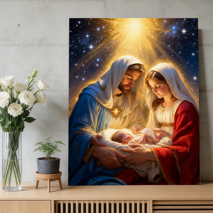 Christianartworkshop Holy Family Nativity Starlight Wall Art Print: A Symbol of Divine Hope and Peace - image 4