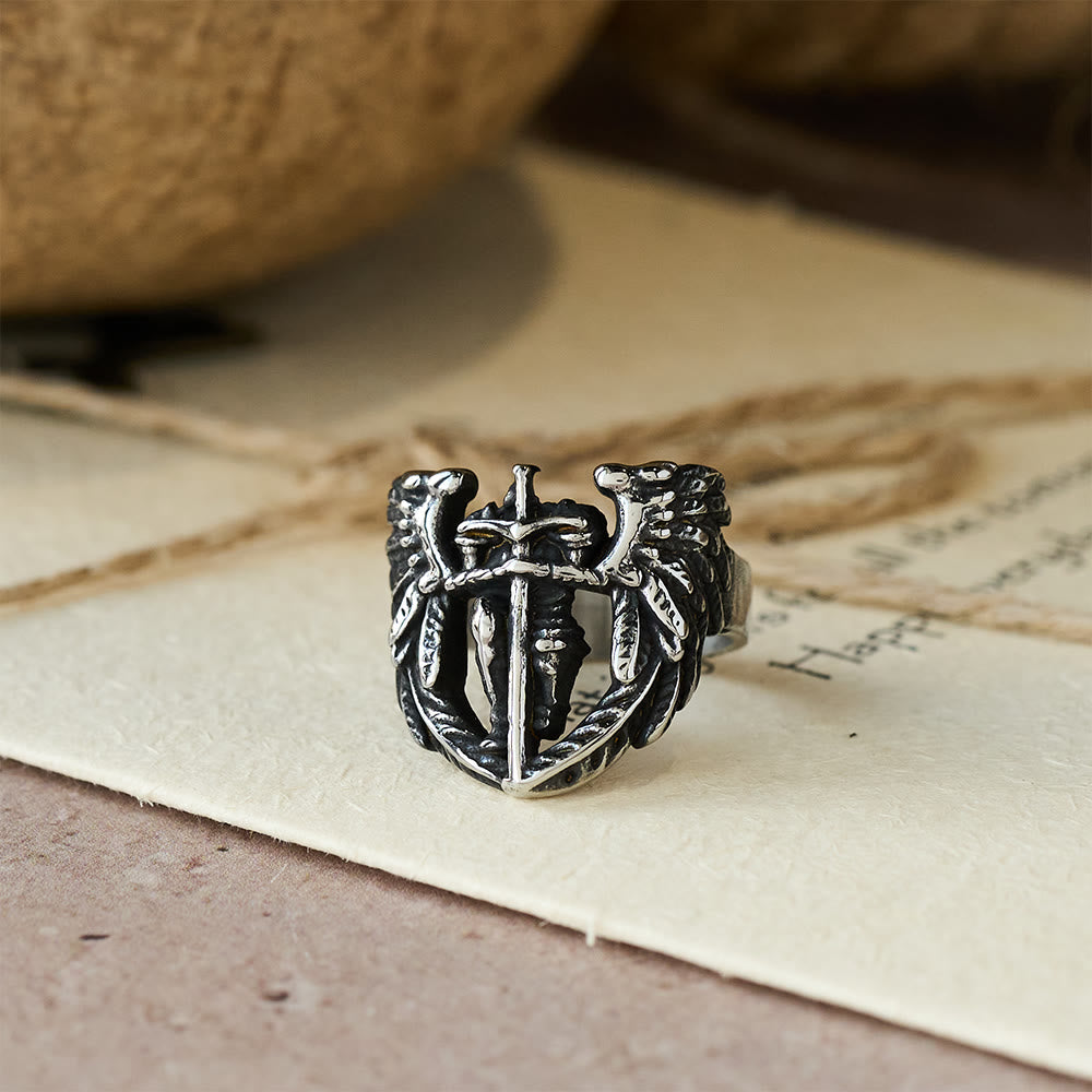 Christianartworkshop Archangel Michael Winged Sword Ring: A Symbol of Divine Protection - image 1