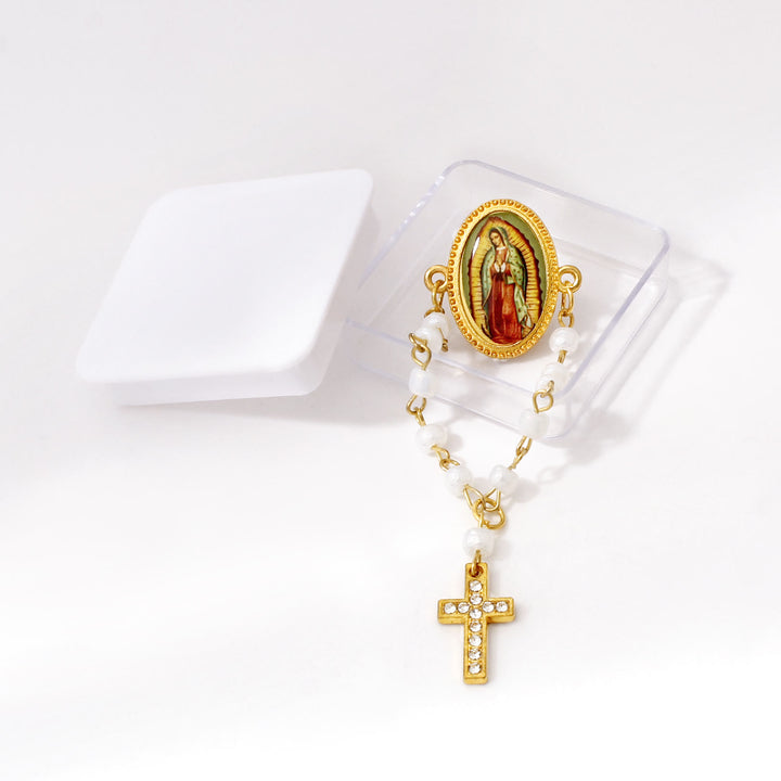 Christianartworkshop Our Lady of Guadalupe Mini Rosary Brooch: A Symbol of Maternal Protection - Our Lady - image 0