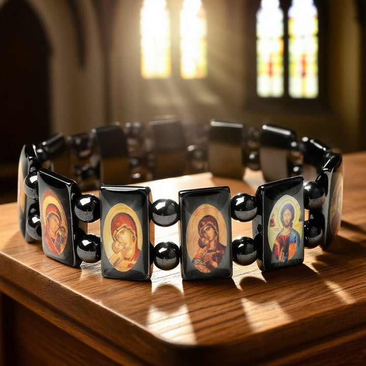 Christianartworkshop Sacred Icon Hematite Bracelet: A Symbol of Timeless Devotion - image 1