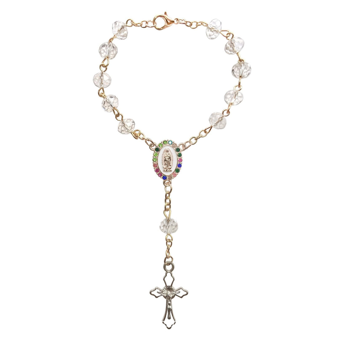 Christianartworkshop Colorful Gem Guadalupe Car Pendant/Pocket Rosary: Embody Maternal Grace on the Go - White - image 8