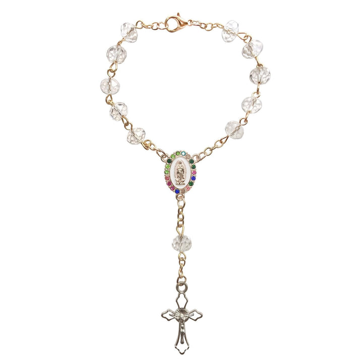 Christianartworkshop Colorful Gem Guadalupe Car Pendant/Pocket Rosary: Embody Maternal Grace on the Go - White - image 8