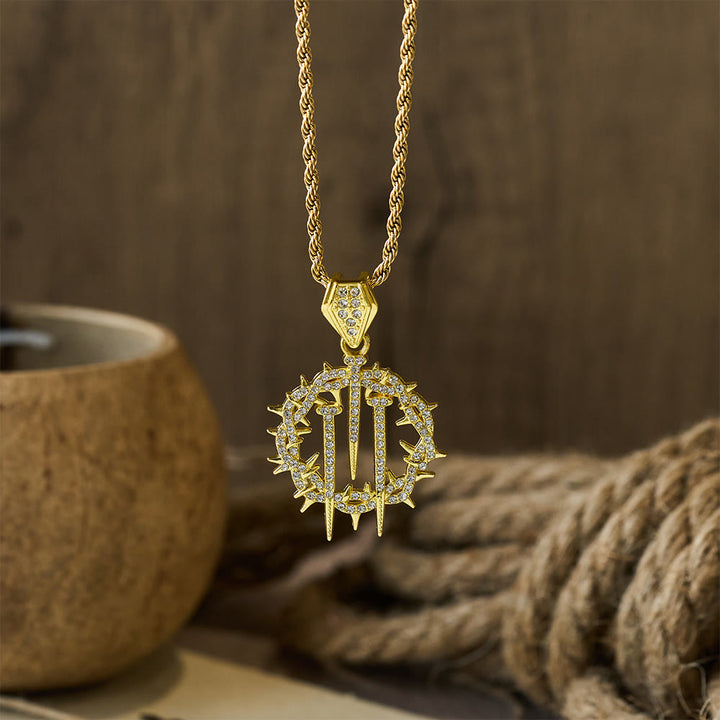 Christianartworkshop Crown of Thorns & Nails Rope Chain Necklace: A Symbol of Redemptive Sacrifice - image 1