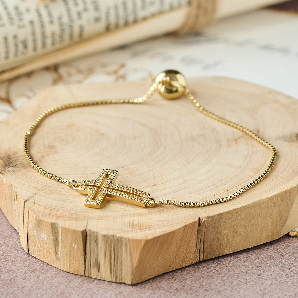 Christianartworkshop Golden/Silver/Black Zircon Cross Bracelet: Embody the Grace of the Cross - Golden - image 1
