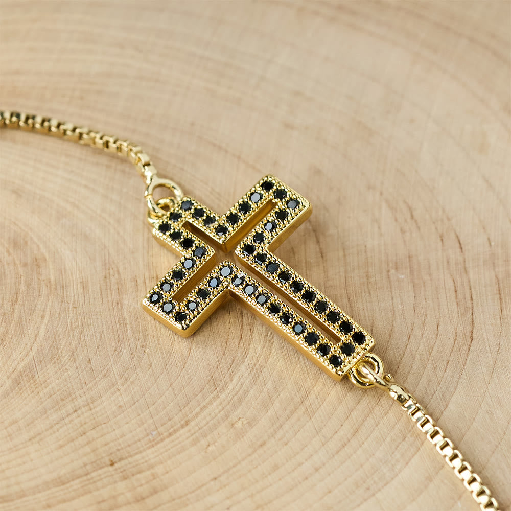 Christianartworkshop Golden/Silver/Black Zircon Cross Bracelet: Embody the Grace of the Cross - image 7