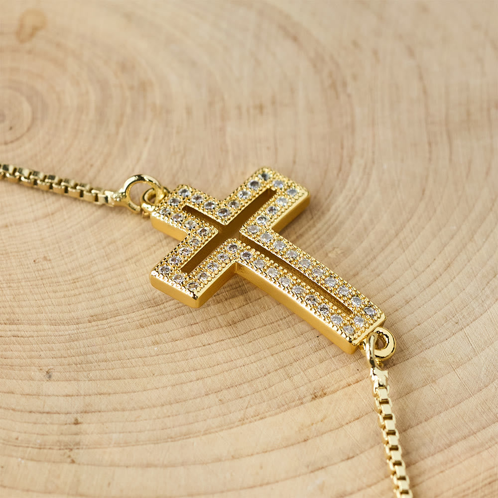 Christianartworkshop Golden/Silver/Black Zircon Cross Bracelet: Embody the Grace of the Cross - image 2