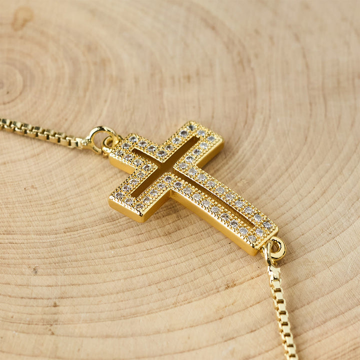 Christianartworkshop Golden/Silver/Black Zircon Cross Bracelet: Embody the Grace of the Cross - image 2