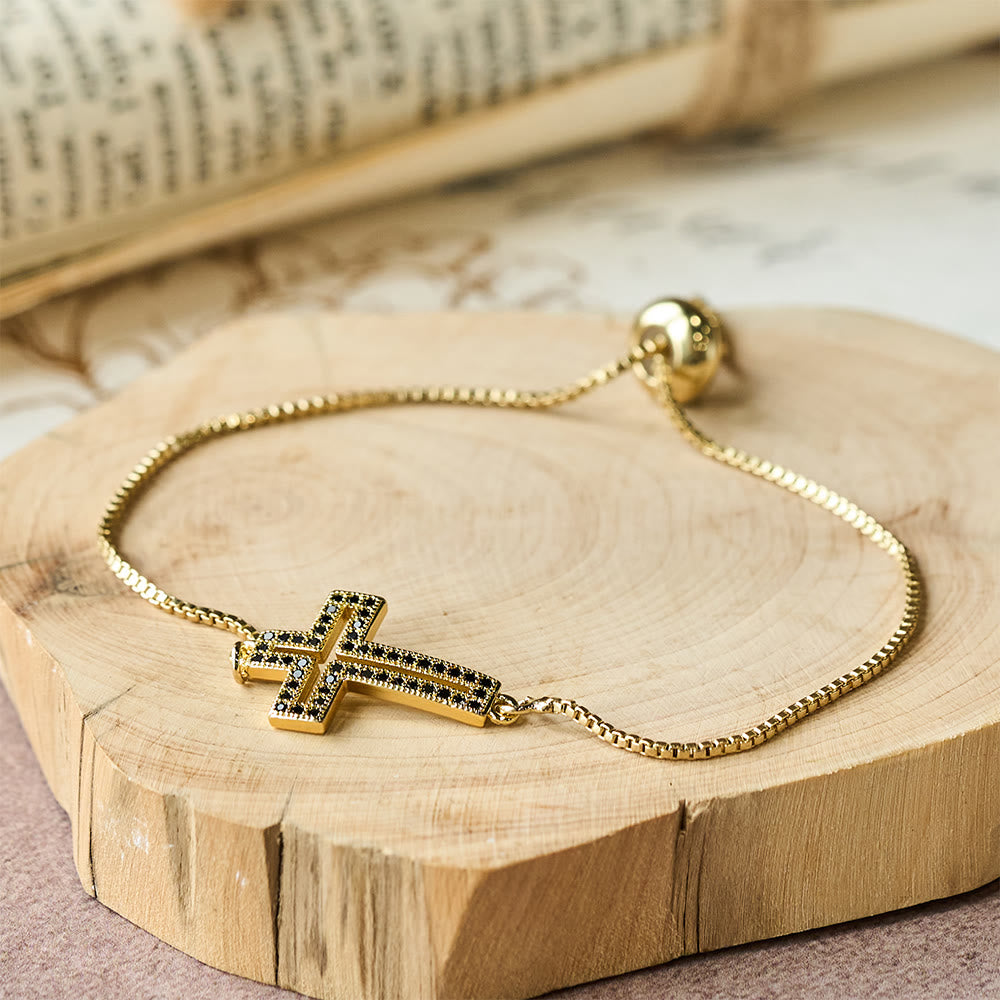 Christianartworkshop Golden/Silver/Black Zircon Cross Bracelet: Embody the Grace of the Cross - Black - image 6