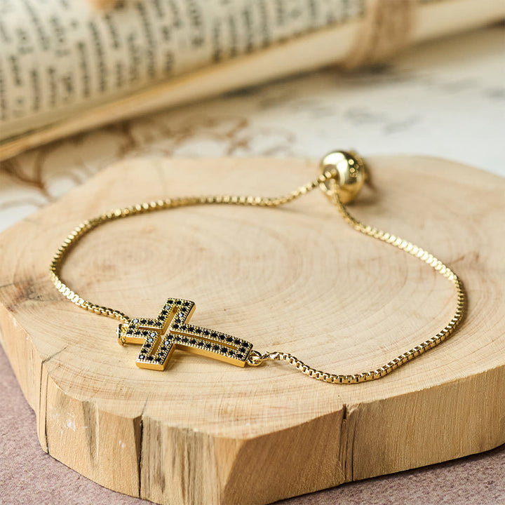 Christianartworkshop Golden/Silver/Black Zircon Cross Bracelet: Embody the Grace of the Cross - Black - image 6