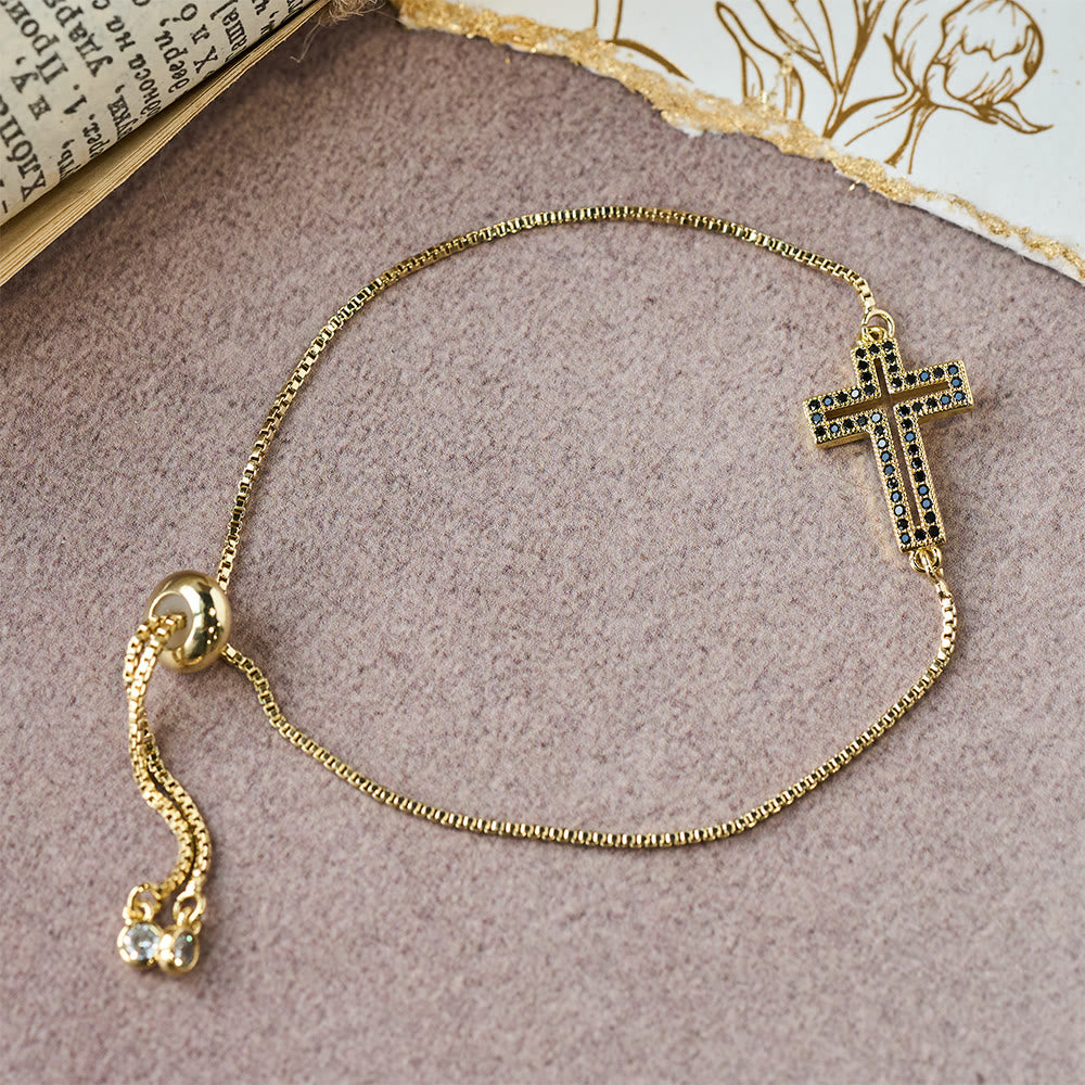 Christianartworkshop Golden/Silver/Black Zircon Cross Bracelet: Embody the Grace of the Cross - image 8