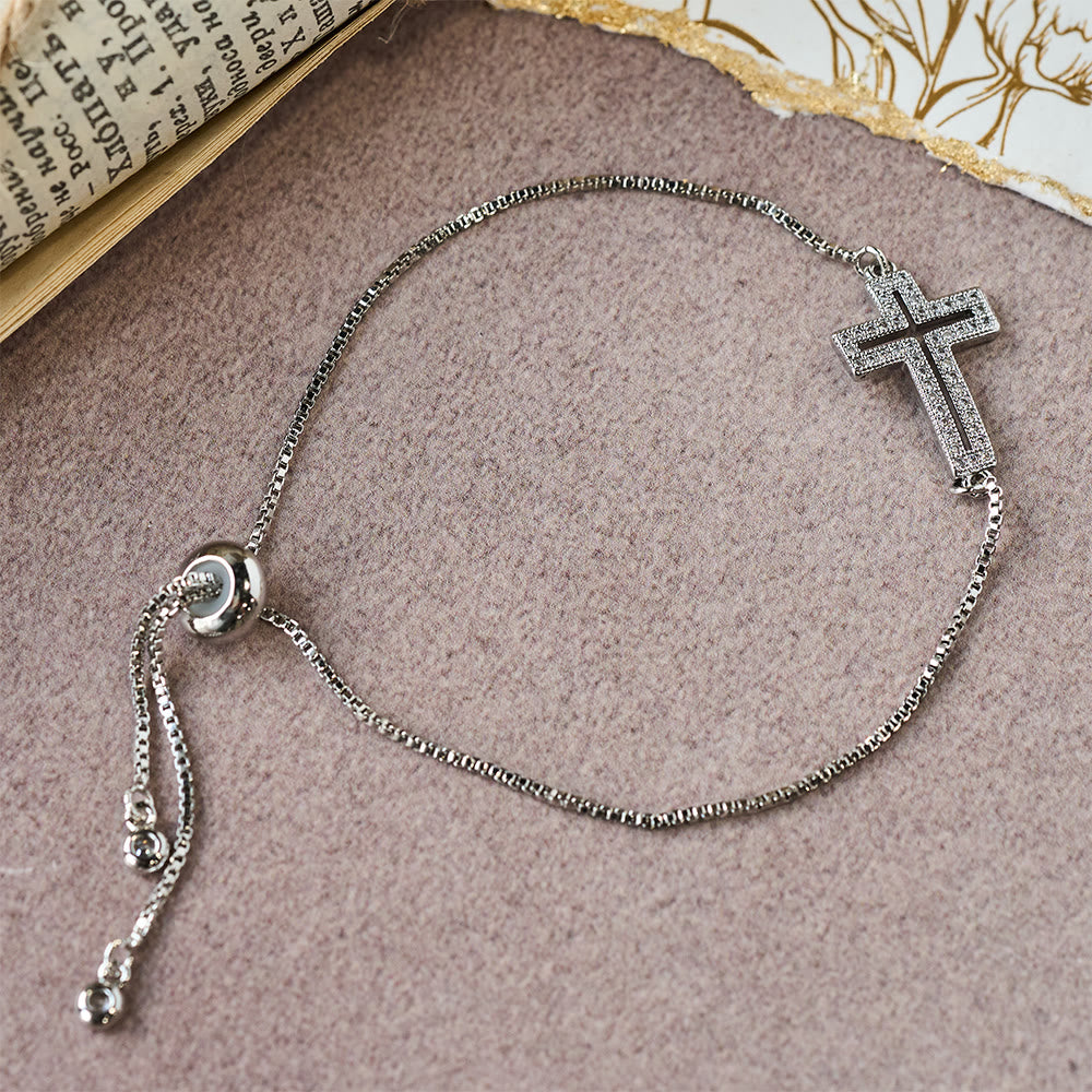 FREE Today: Golden/Silver/Black Zircon Cross Bracelet: Embody the Grace of the Cross - Silver - image 5