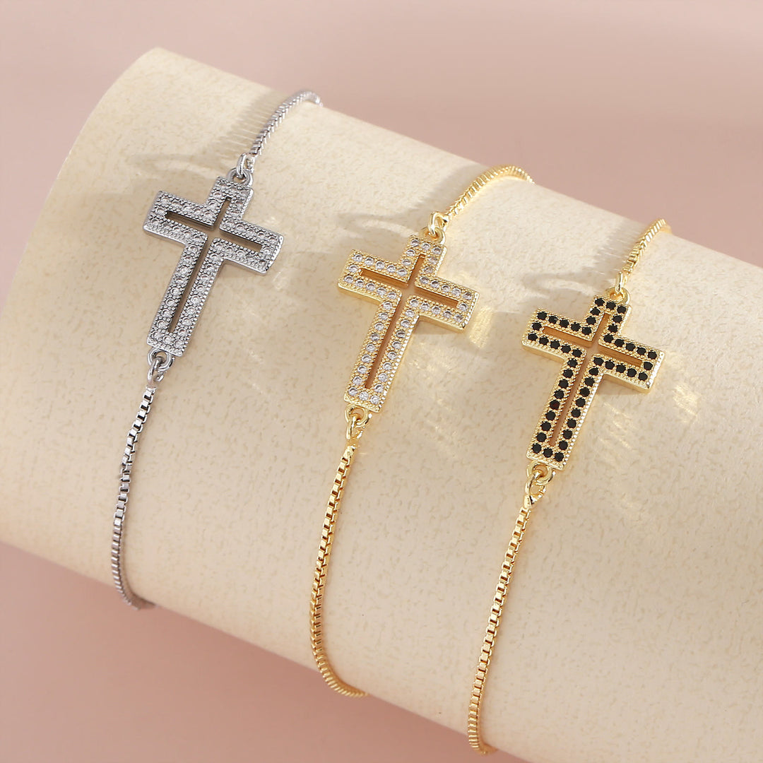 FREE Today: Golden/Silver/Black Zircon Cross Bracelet: Embody the Grace of the Cross - image 0