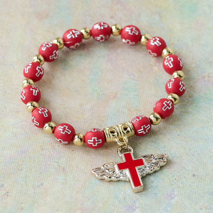 Christianartworkshop Winged Cross Charm Bracelet: A Visual Prayer of Devotion and Connection - Red - image 4