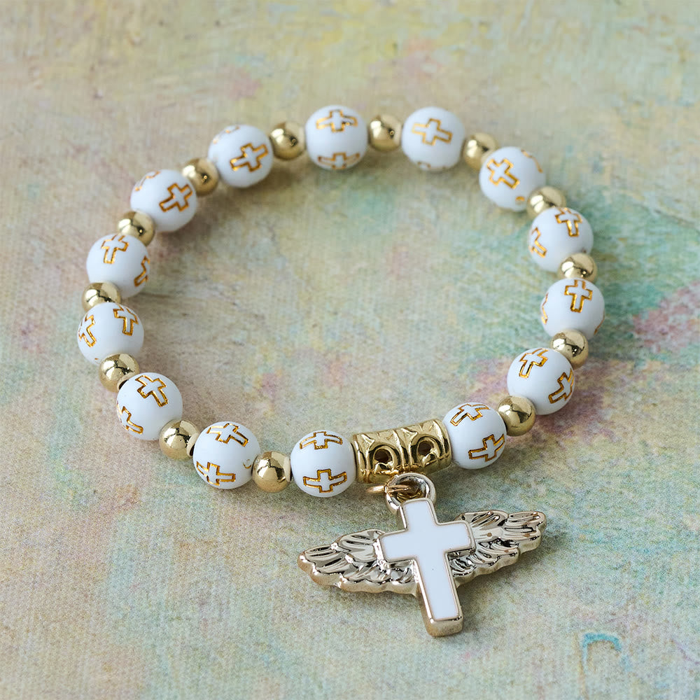 Christianartworkshop Winged Cross Charm Bracelet: A Visual Prayer of Devotion and Connection - Golden - image 2