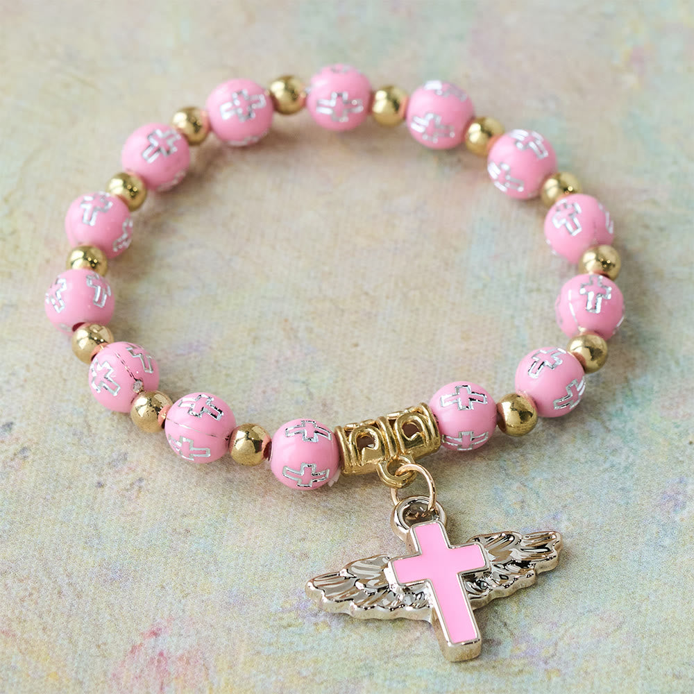 Christianartworkshop Winged Cross Charm Bracelet: A Visual Prayer of Devotion and Connection - Pink - image 5