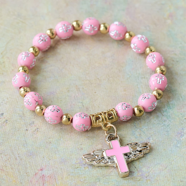 Christianartworkshop Winged Cross Charm Bracelet: A Visual Prayer of Devotion and Connection - Pink - image 5